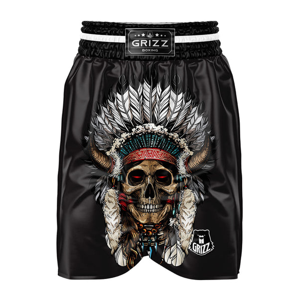 Short de Boxe Thaï Wicked One Indian Skull Gris/Gold 