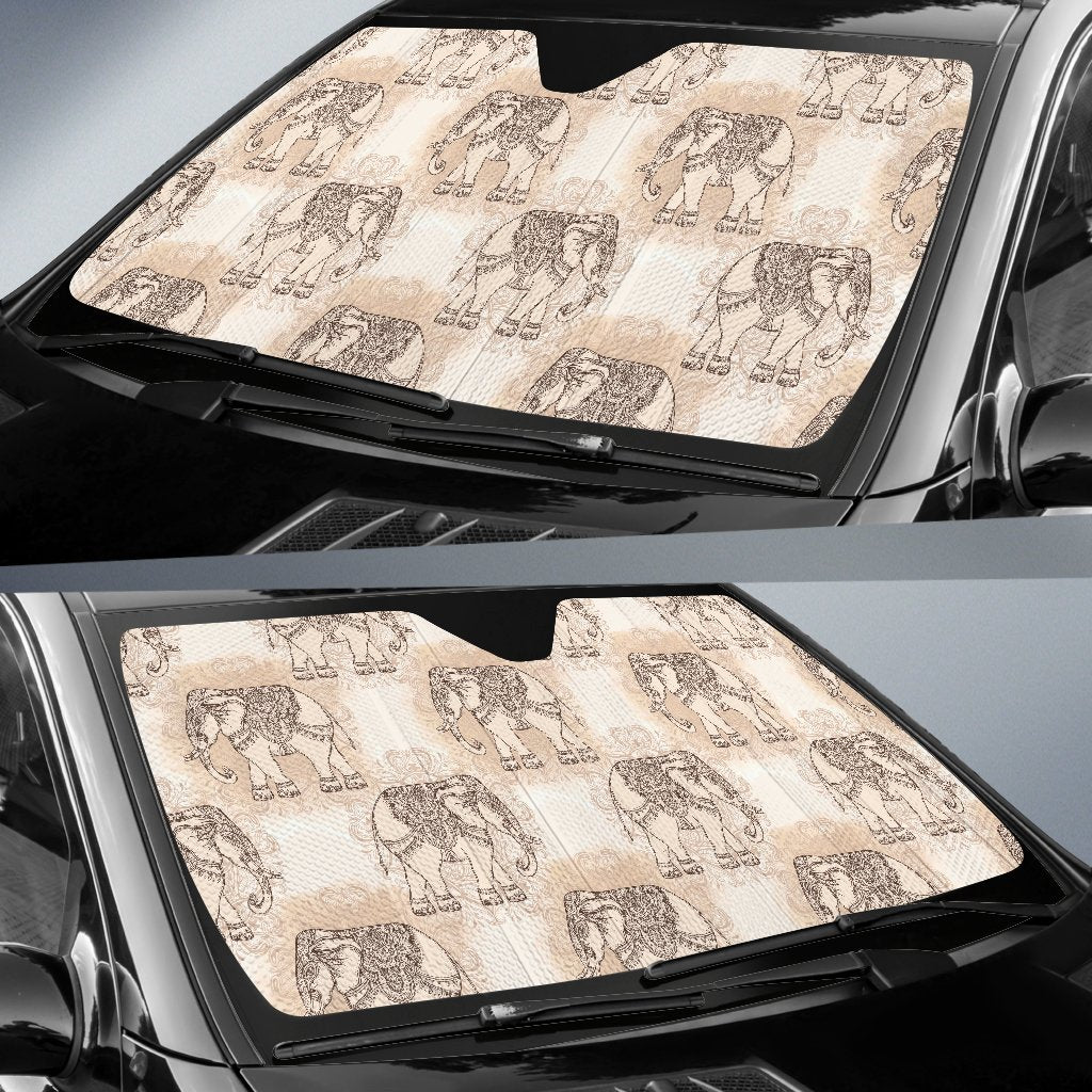Indian Tribal Elephant Print Car Sun Shade-grizzshop