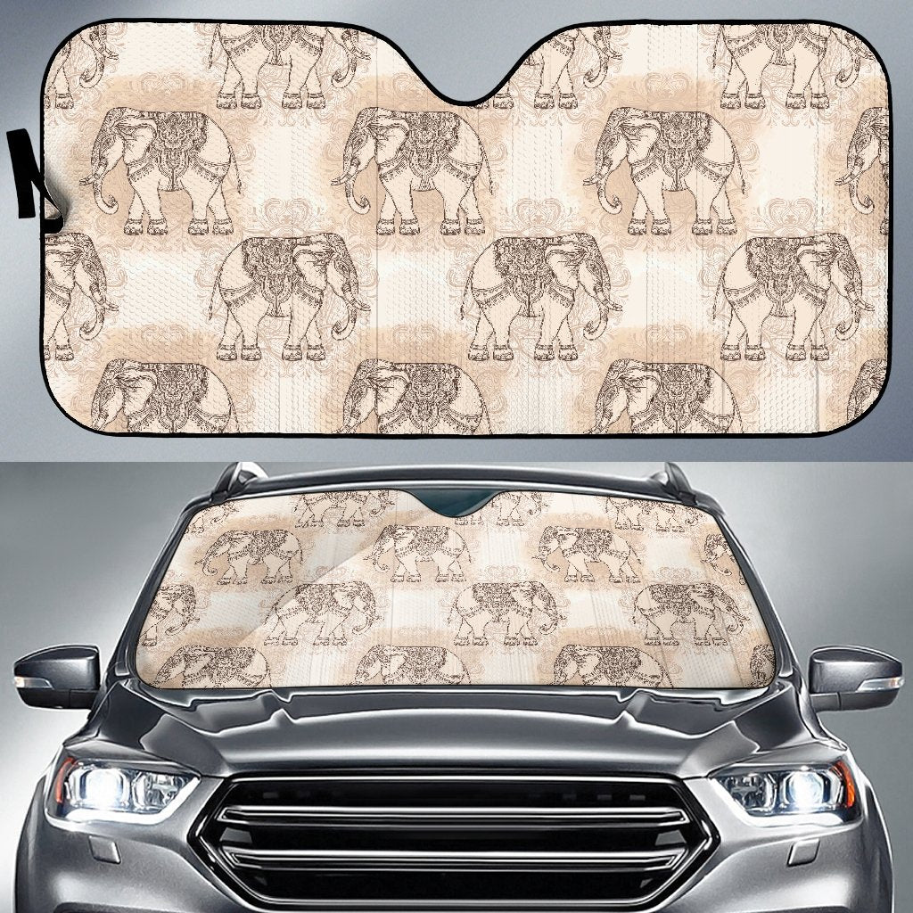 Indian Tribal Elephant Print Car Sun Shade-grizzshop