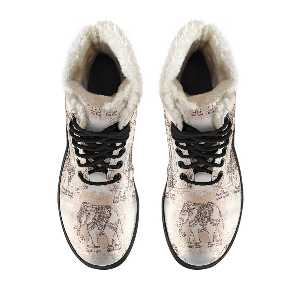 Indian Tribal Elephant Print Comfy Winter Boots-grizzshop