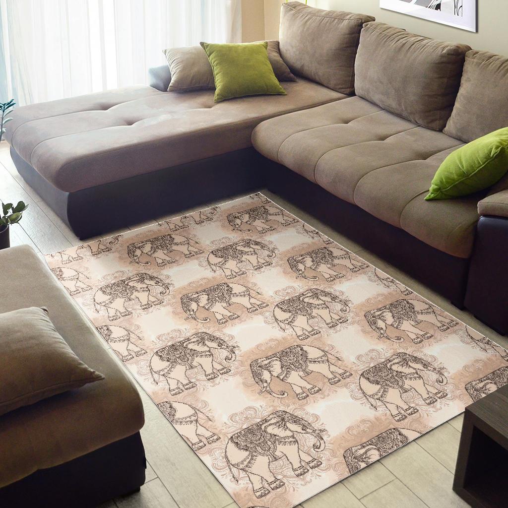 Indian Tribal Elephant Print Floor Mat-grizzshop