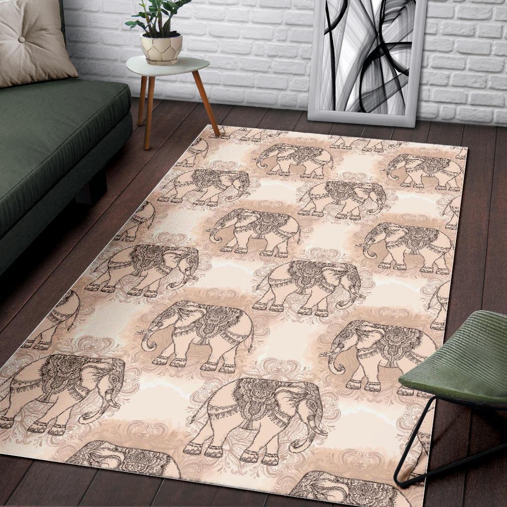 Indian Tribal Elephant Print Floor Mat-grizzshop