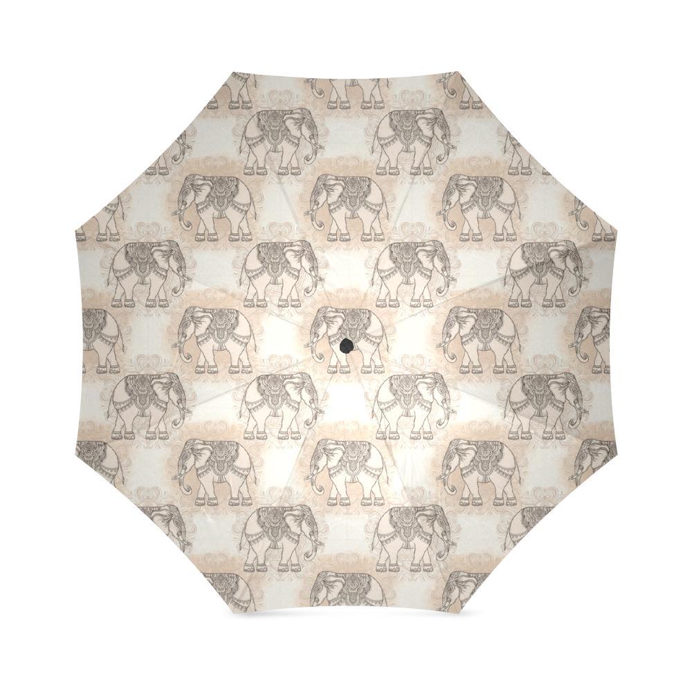 Indian Tribal Elephant Print Foldable Umbrella-grizzshop