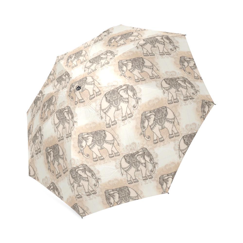 Indian Tribal Elephant Print Foldable Umbrella-grizzshop