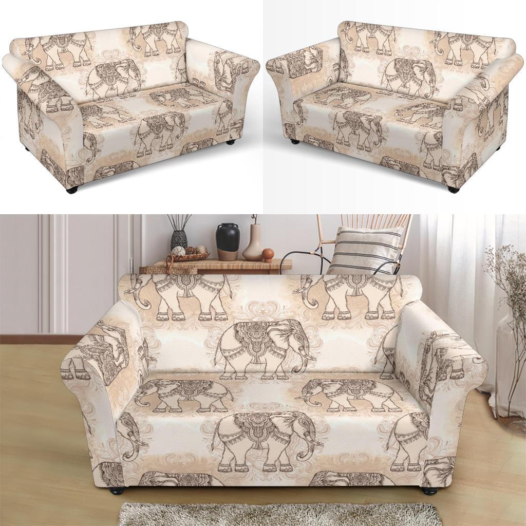 Indian Tribal Elephant Print Loveseat Cover-grizzshop