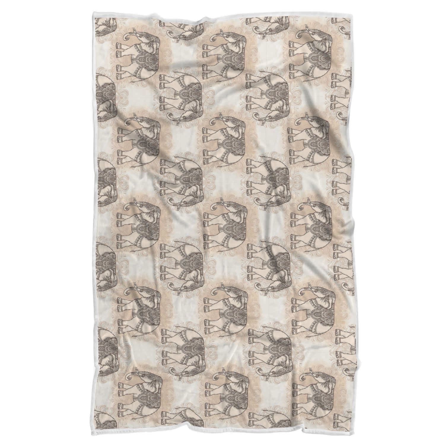 Indian Tribal Elephant Print Throw Blanket-grizzshop