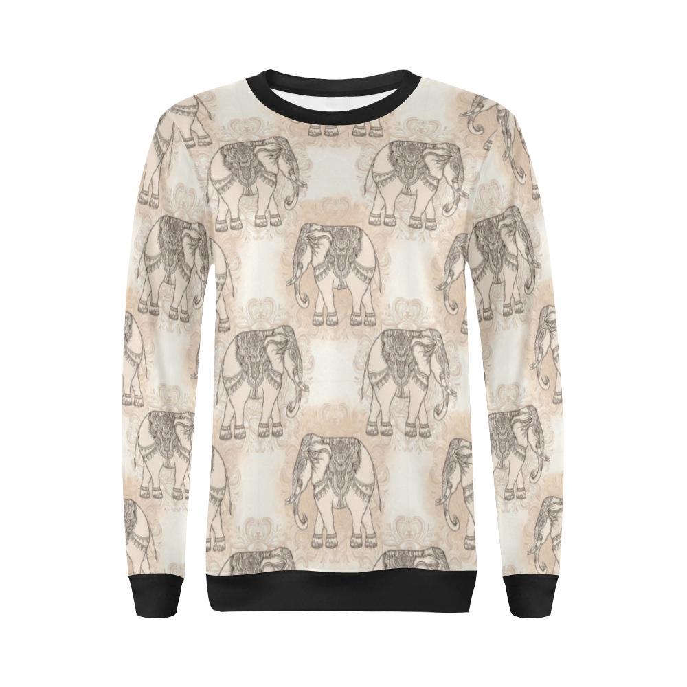 Indian Tribal Elephant Print Women Crewneck Sweatshirt-grizzshop