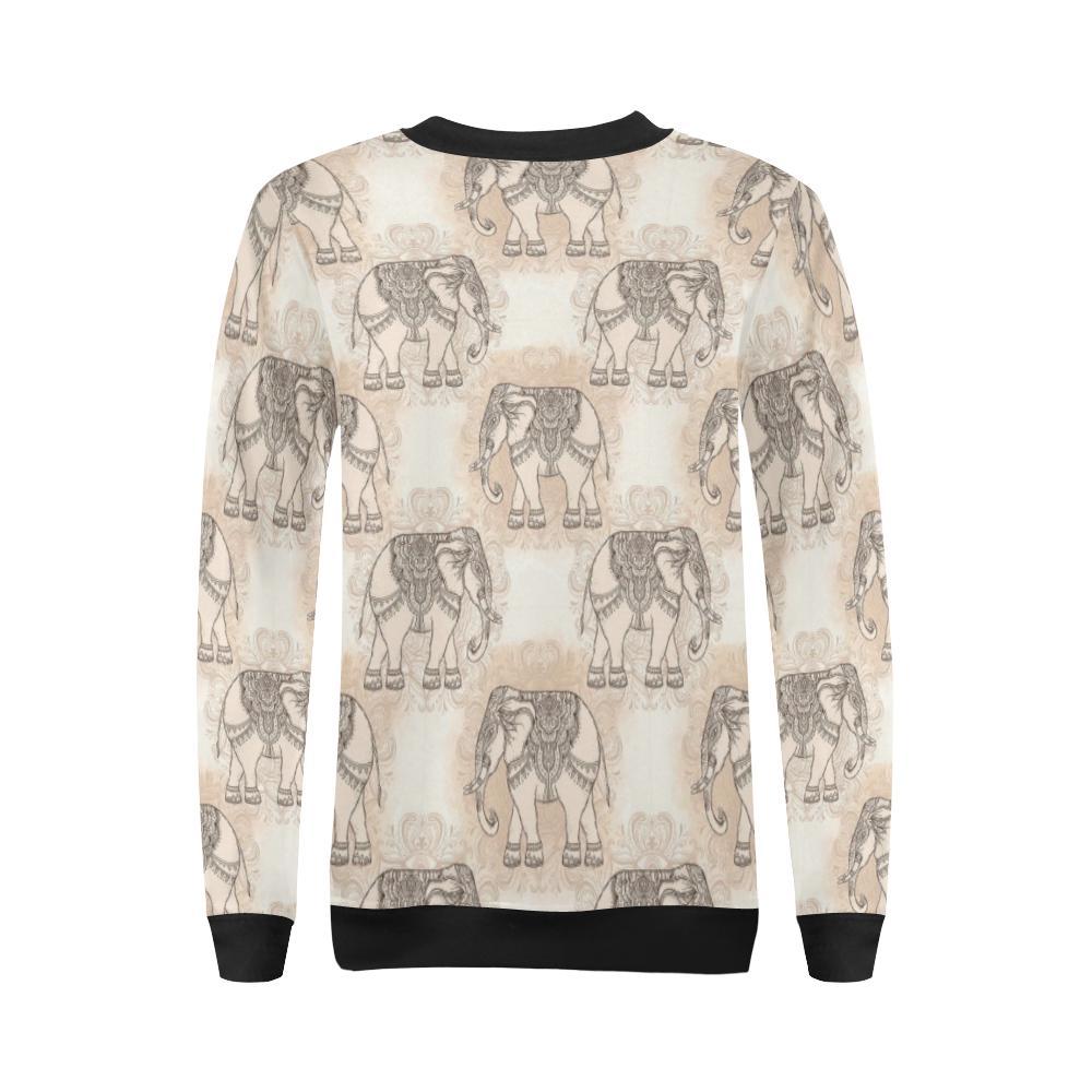 Indian Tribal Elephant Print Women Crewneck Sweatshirt-grizzshop