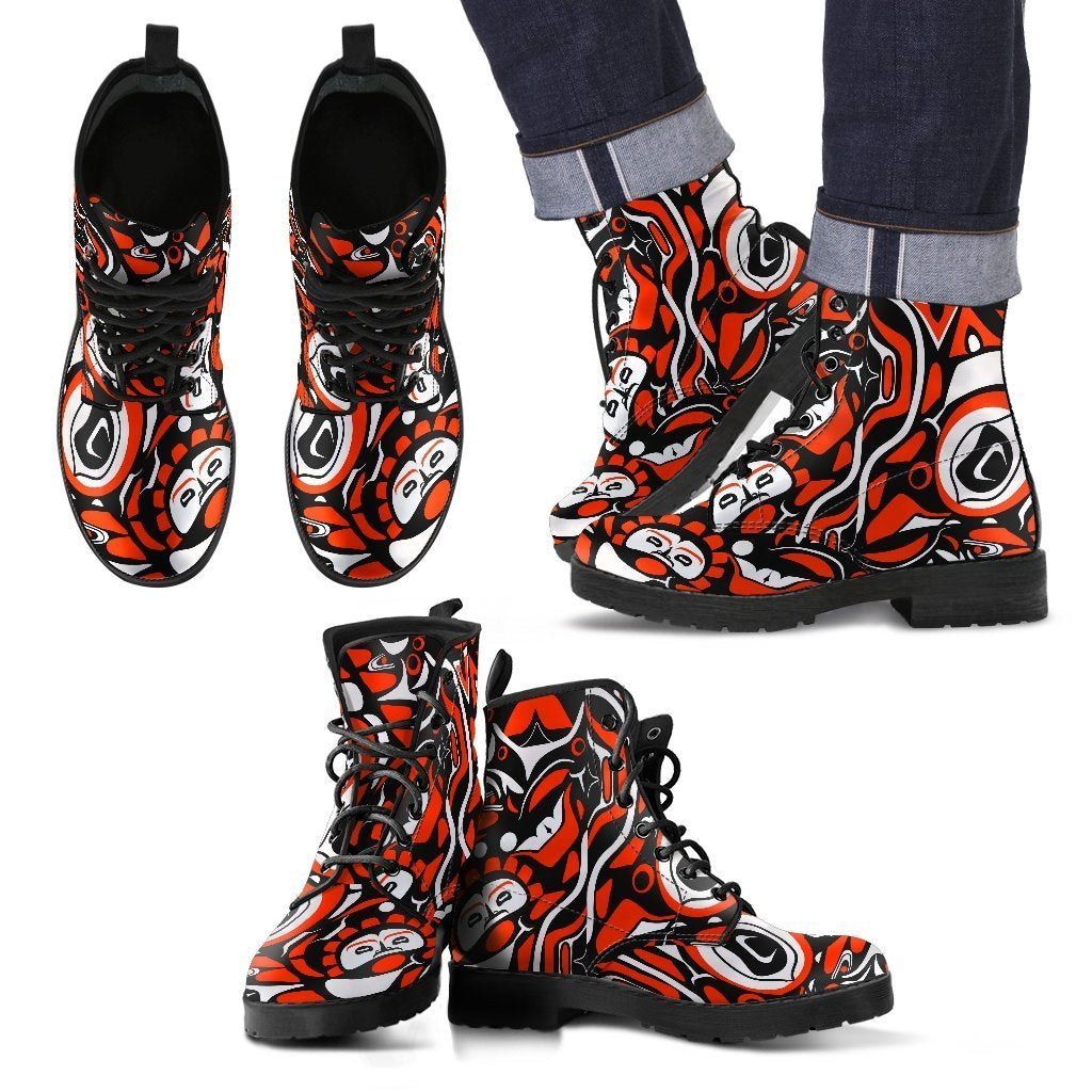 Indians Aztec Tribal Native Navajo American Print Men Leather Boots-grizzshop