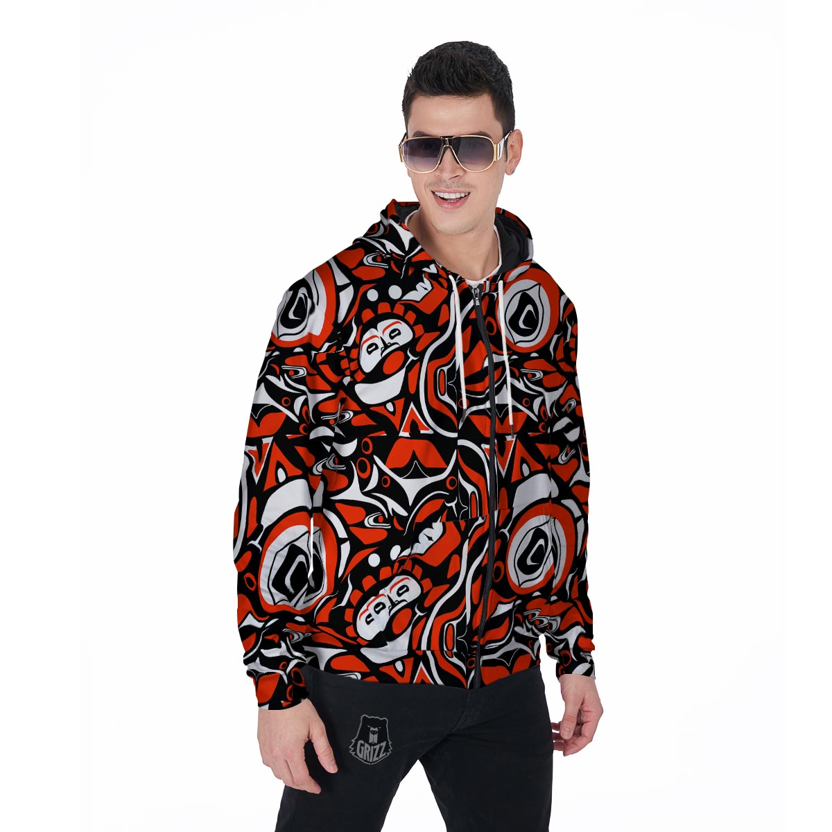Indians Aztec Tribal Native Navajo American Print Men Zip Up Hoodie-grizzshop