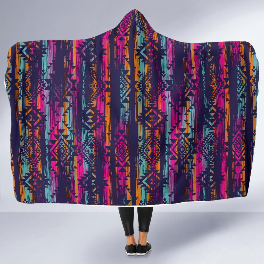 Indians Navajo Aztec Tribal Native American Print Hooded Blanket-grizzshop