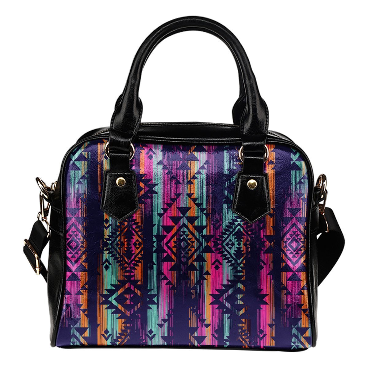 Indians Navajo Aztec Tribal Native American Print Leather Shoulder Handbag-grizzshop