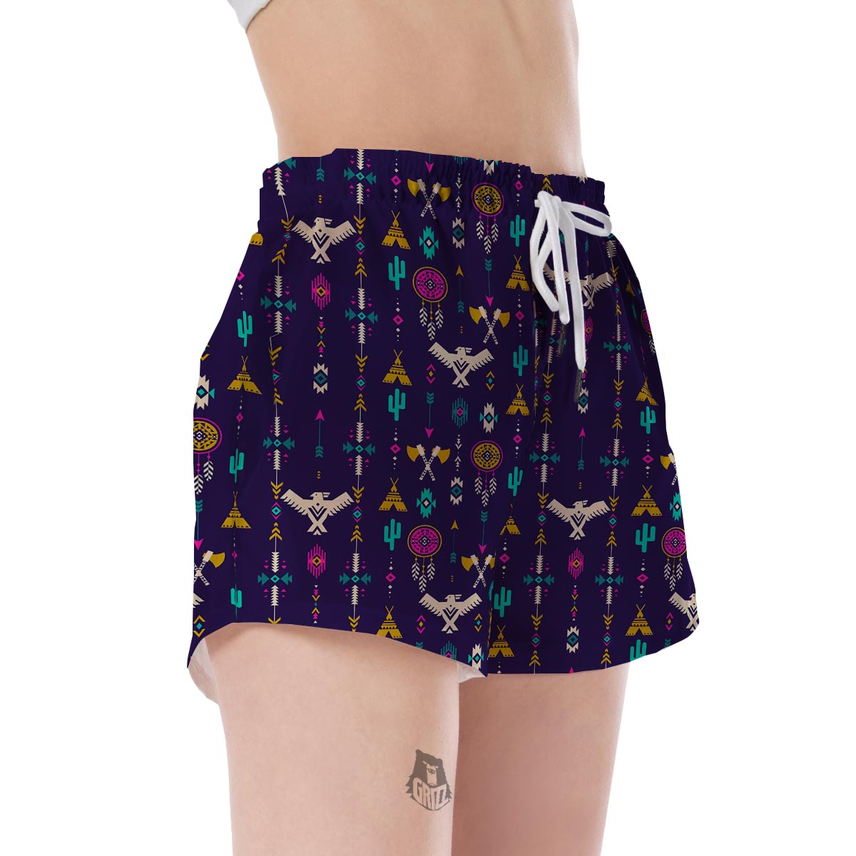 Indians Tribal Native Navajo American Aztec Pendleton Print Women's Shorts-grizzshop