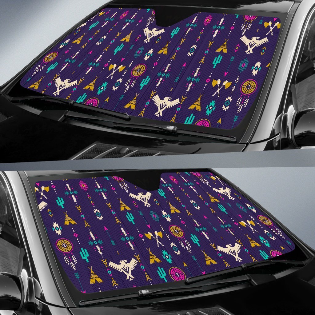 Indians Tribal Native Navajo American Aztec Print Car Sun Shade-grizzshop