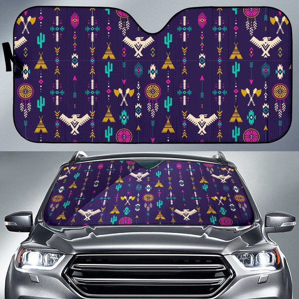Indians Tribal Native Navajo American Aztec Print Car Sun Shade-grizzshop