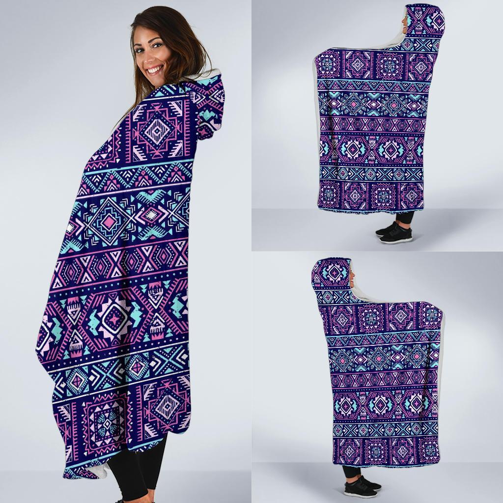Indians Tribal Native Navajo American Aztec Print Hooded Blanket-grizzshop