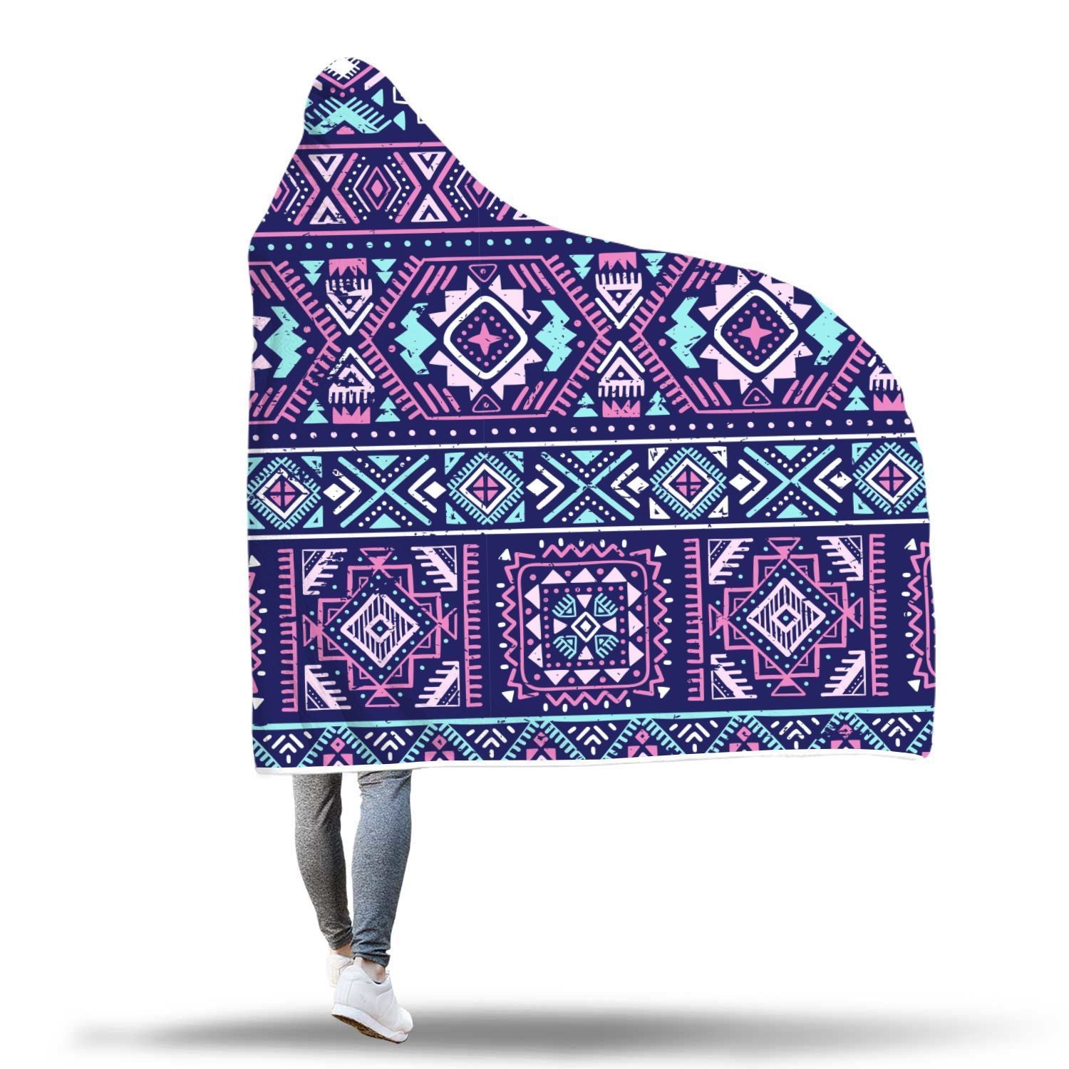 Indians Tribal Native Navajo American Aztec Print Hooded Blanket-grizzshop