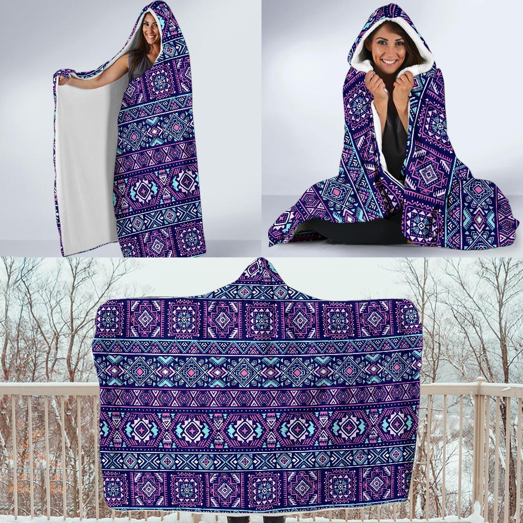 Indians Tribal Native Navajo American Aztec Print Hooded Blanket-grizzshop