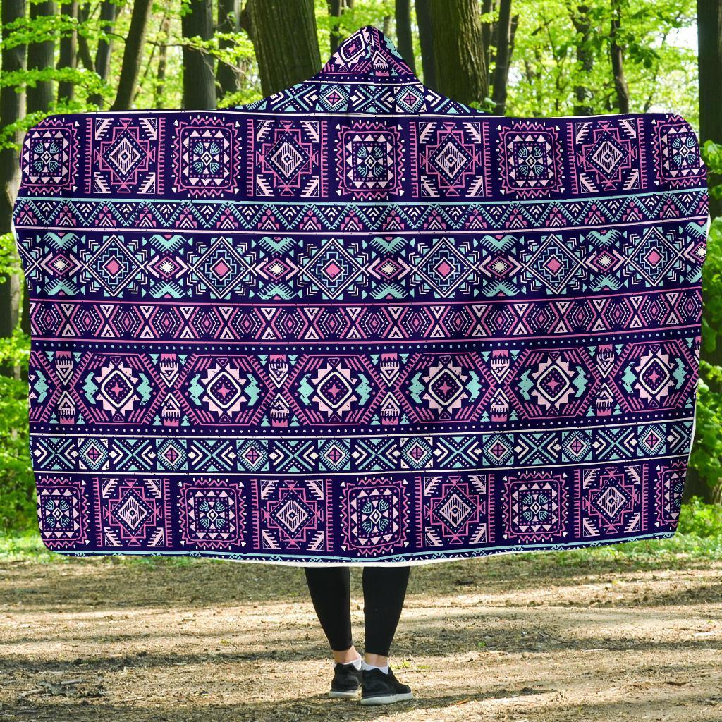 Indians Tribal Native Navajo American Aztec Print Hooded Blanket-grizzshop