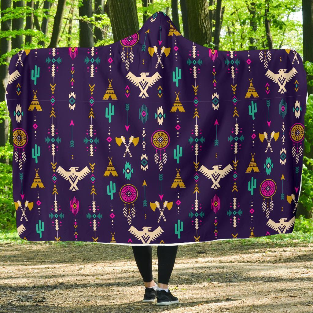 Indians Tribal Native Navajo American Aztec Print Hooded Blanket-grizzshop