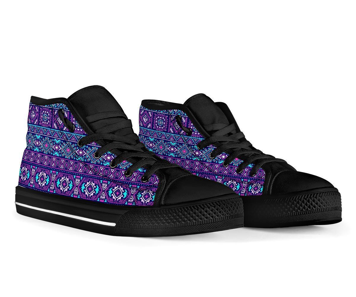 Indians Tribal Native Navajo American Aztec Print Men Women's High Top Shoes-grizzshop