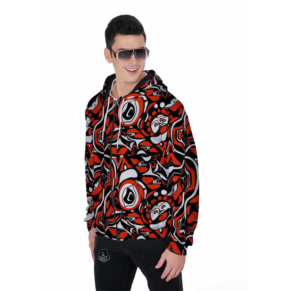 Indians Aztec Tribal Native Navajo American Print Men Zip Up Hoodie-grizzshop