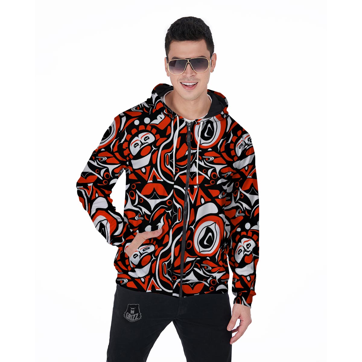 Indians Aztec Tribal Native Navajo American Print Men Zip Up Hoodie-grizzshop