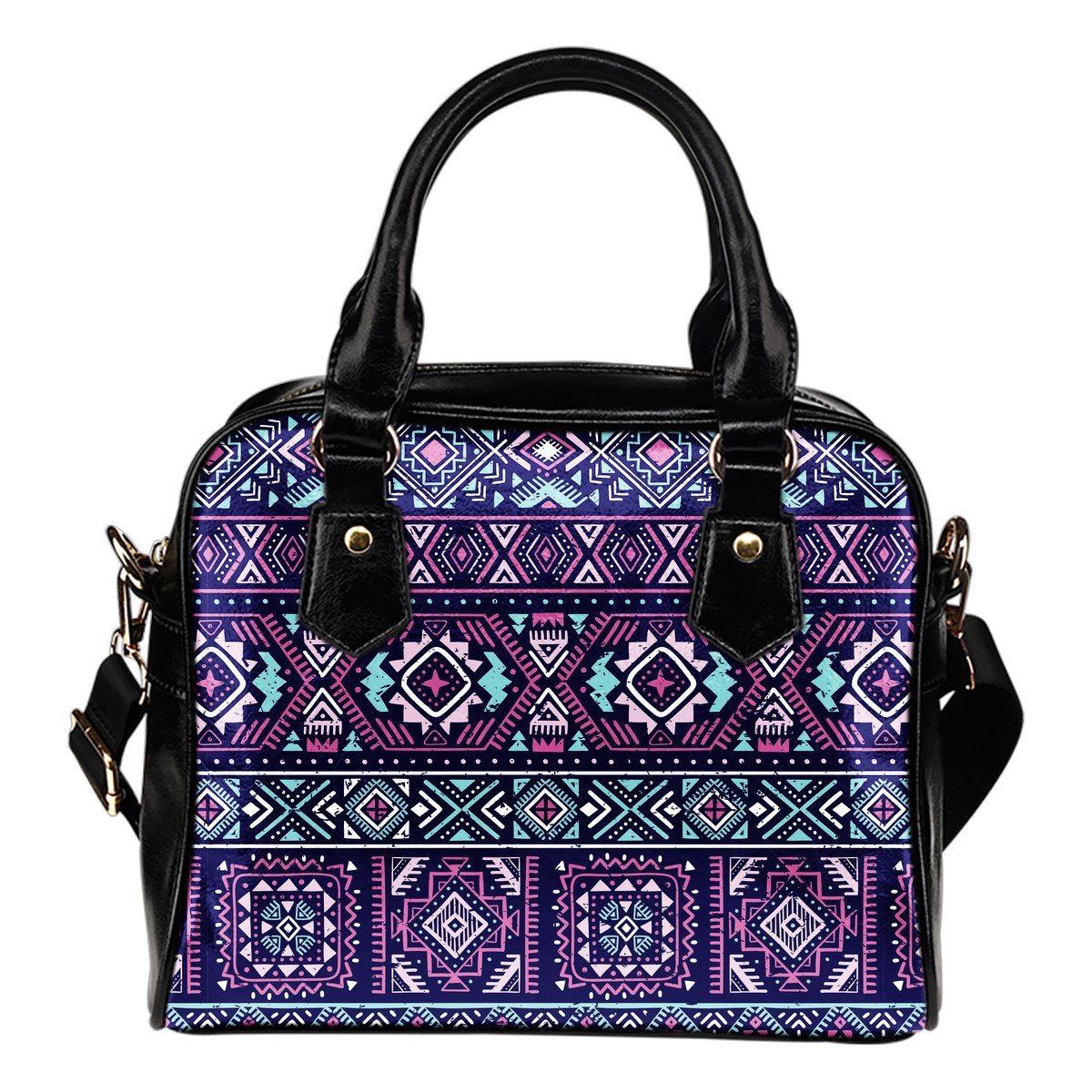 Indians Tribal Native Navajo American Aztec Print Leather Shoulder Handbag-grizzshop