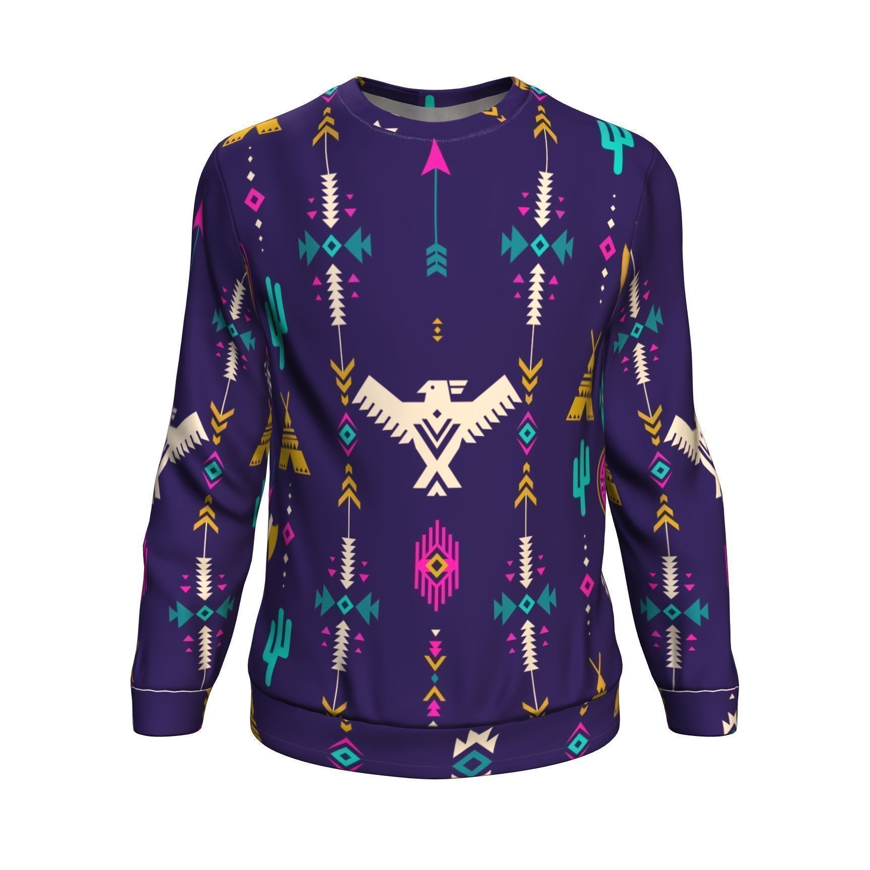 Indians Tribal Native Navajo American Aztec Print Men Crew Neck Sweatshirt-grizzshop