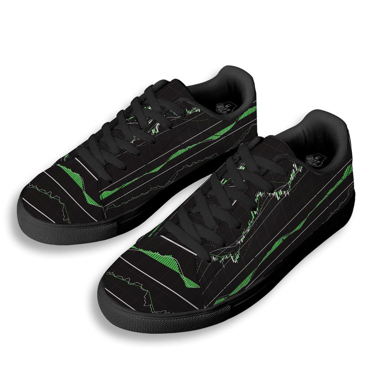 Indicators And Stock Candlestick Print Black Low Top Sneakers-grizzshop
