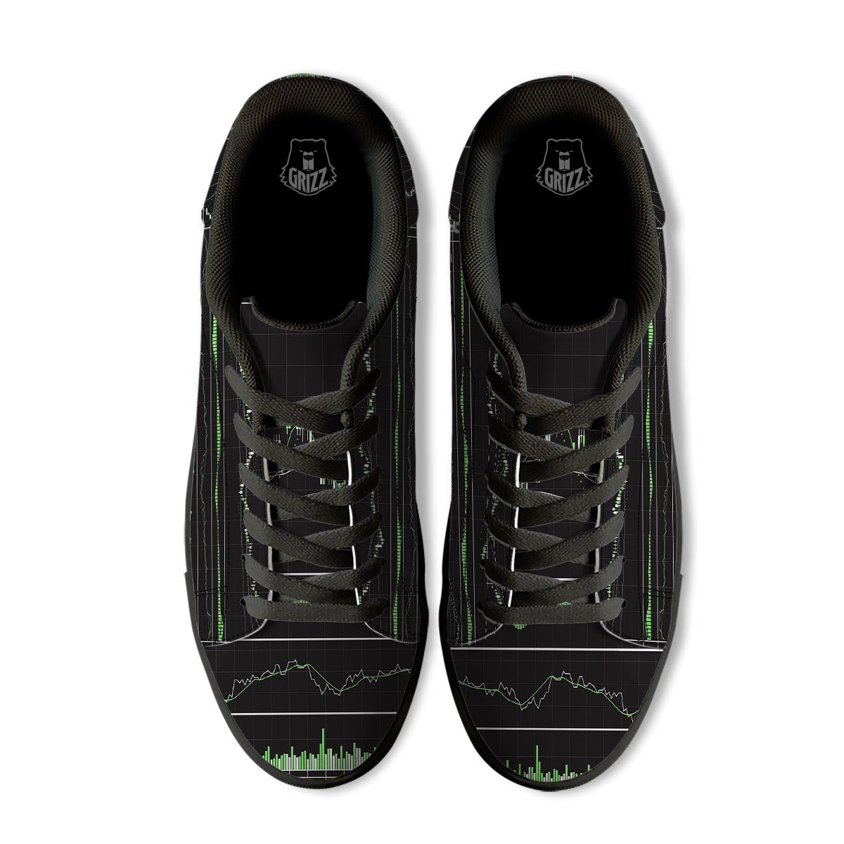 Indicators And Stock Candlestick Print Black Low Top Sneakers-grizzshop