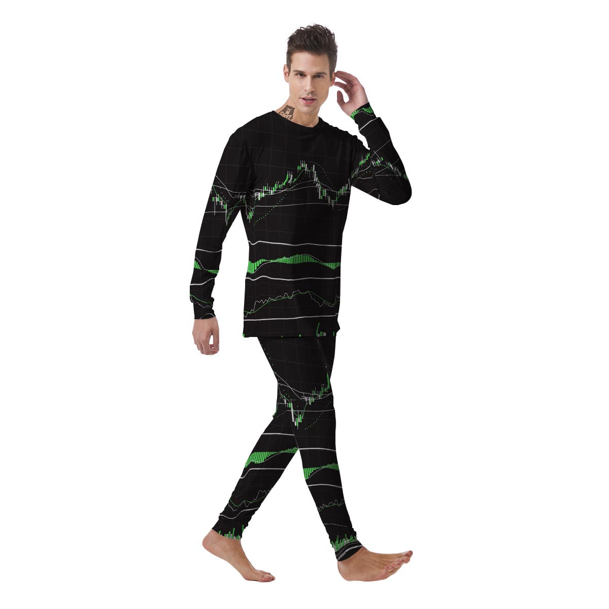 Indicators And Stock Candlestick Print Men's Pajamas-grizzshop