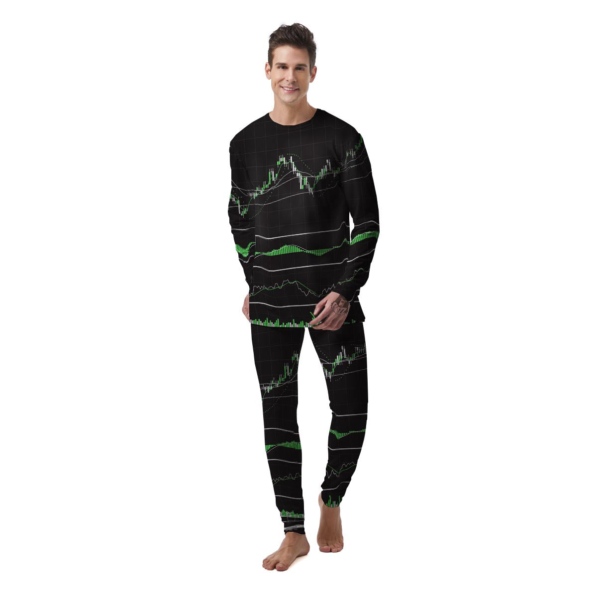 Indicators And Stock Candlestick Print Men's Pajamas-grizzshop