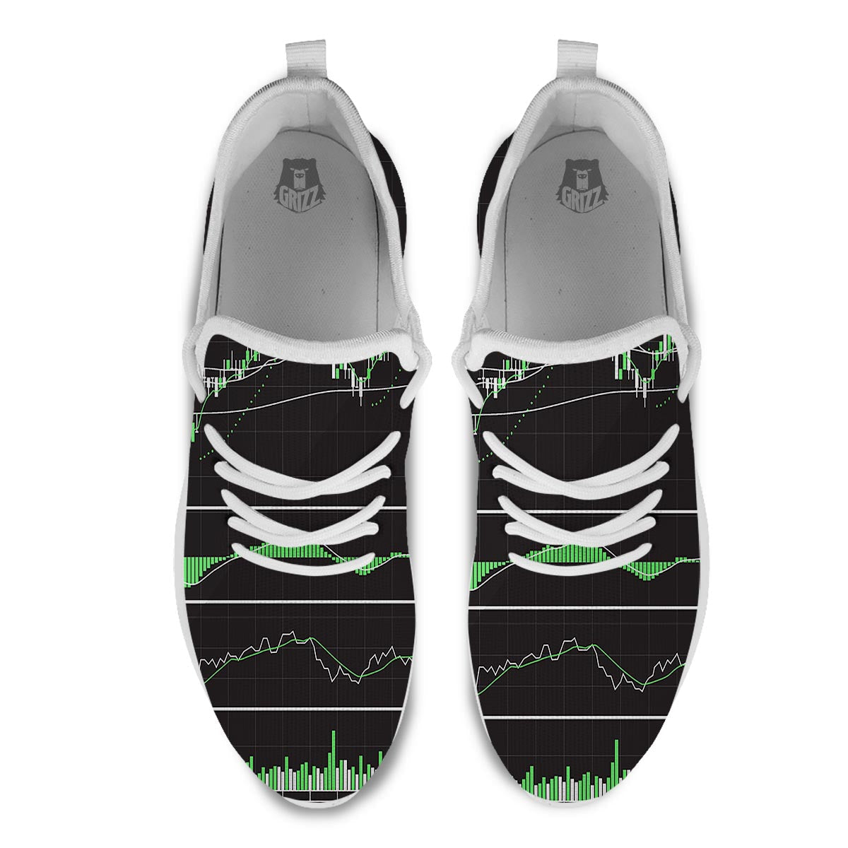 Indicators And Stock Candlestick Print White Athletic Shoes-grizzshop