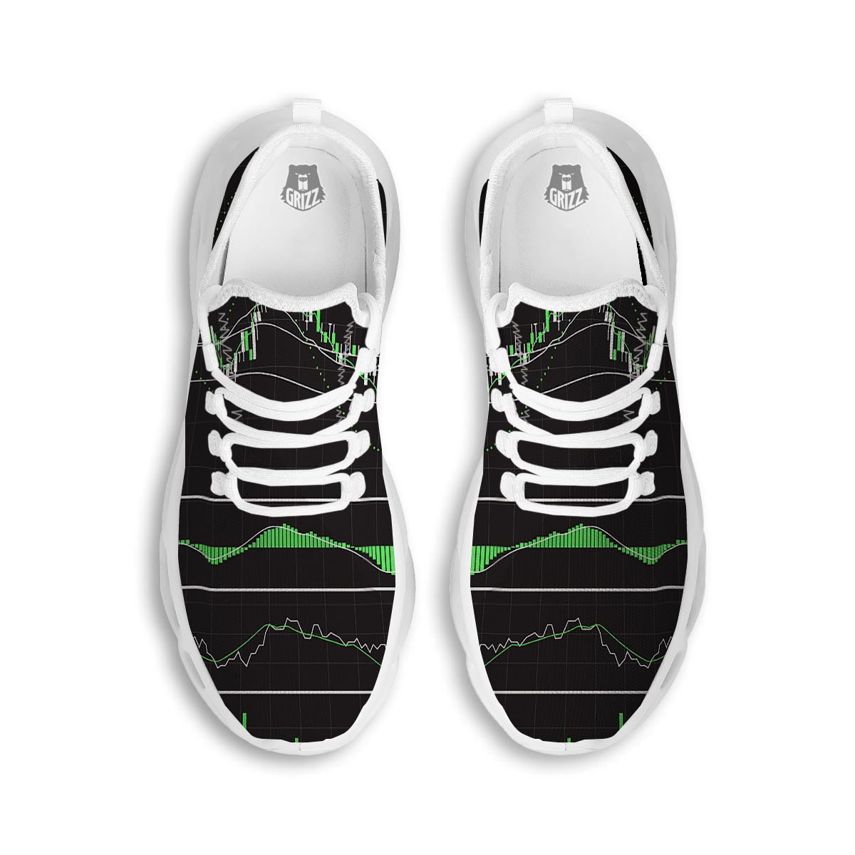 Indicators And Stock Candlestick Print White Running Shoes-grizzshop