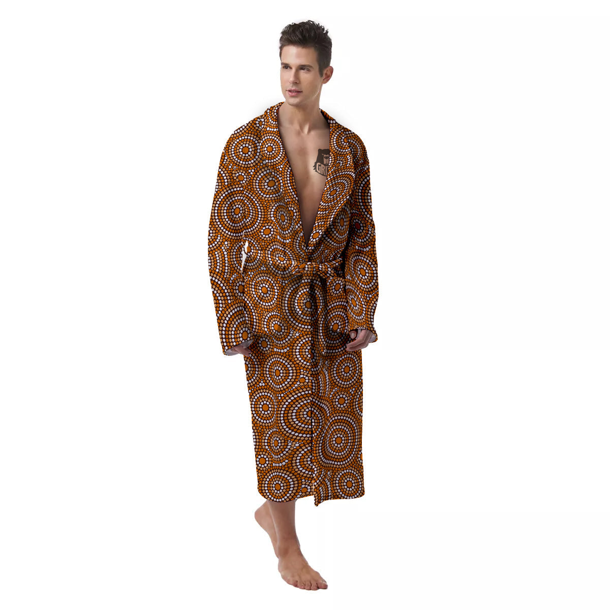 Indigenous Aboriginal Print Pattern Men's Robe-grizzshop