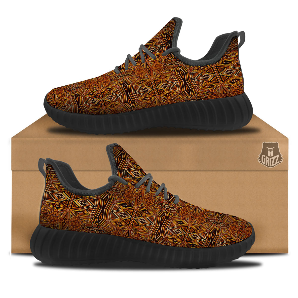 Indigenous Australian Aboriginal Print Black Walking Shoes-grizzshop