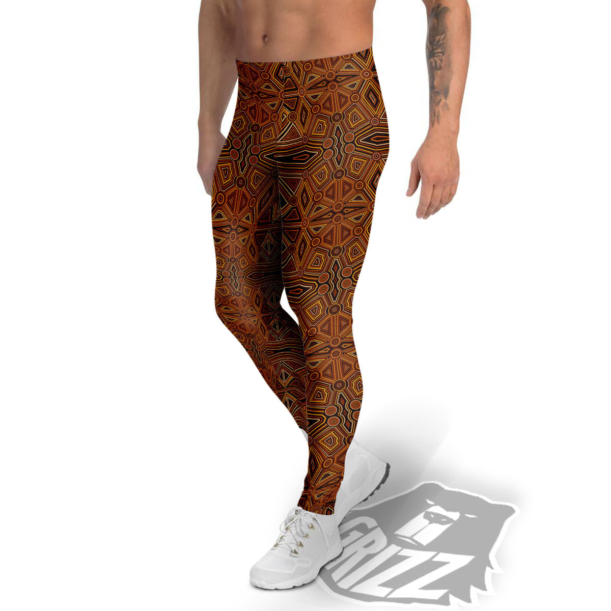 Indigenous Australian Aboriginal Print Men's Leggings-grizzshop
