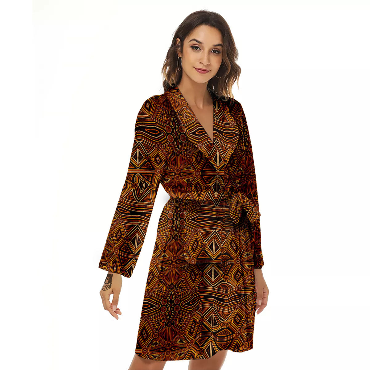 Indigenous Australian Aboriginal Print Women's Robe-grizzshop