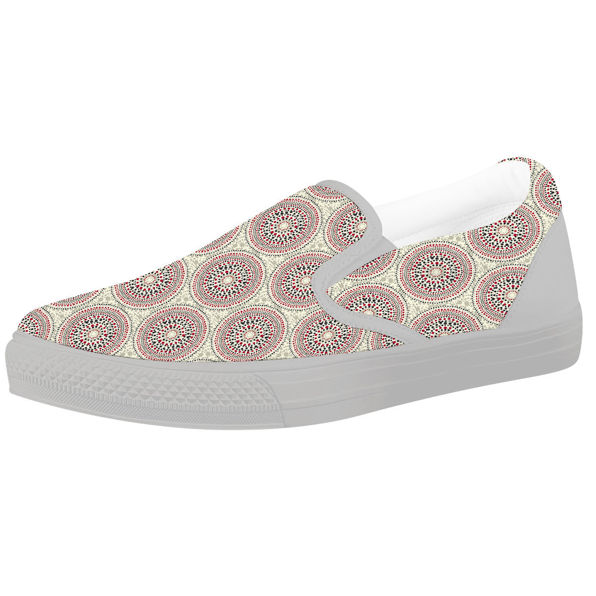 Indigenous Dot Aboriginal Print Pattern White Slip On Shoes-grizzshop