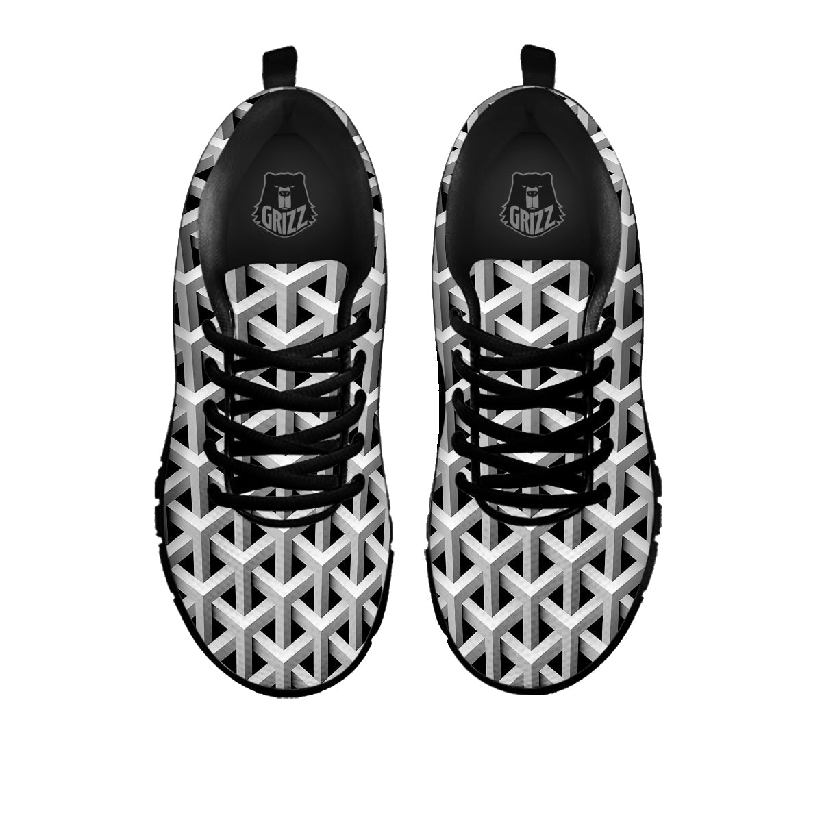 Industrial Raster 3D Print Pattern Black Sneaker-grizzshop
