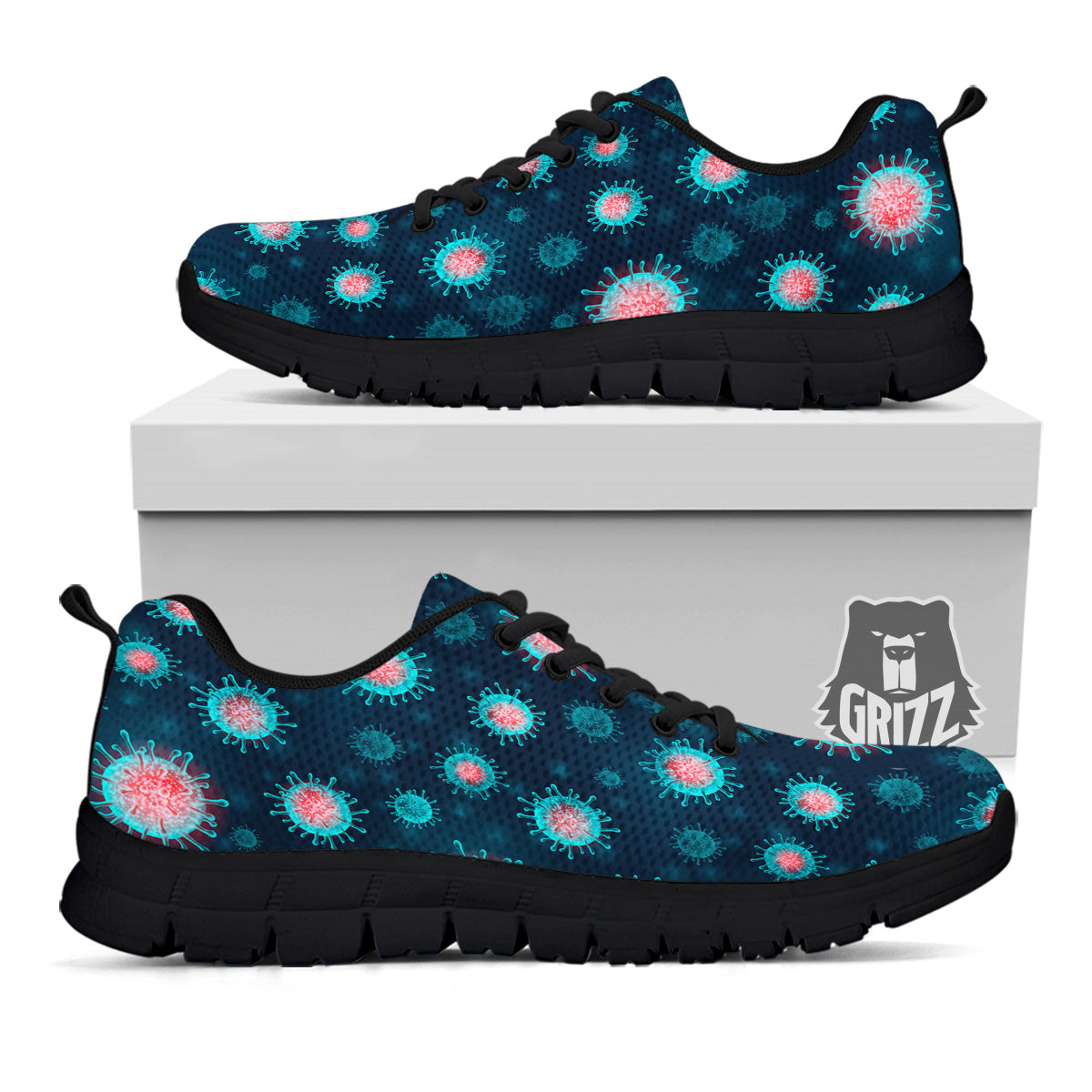 Infection Virus Print Pattern Black Sneaker-grizzshop