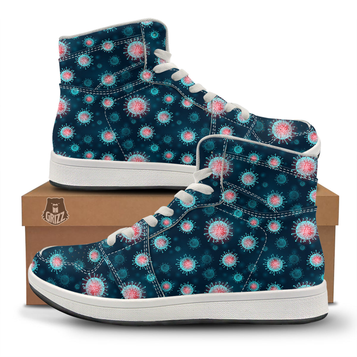 Infection Virus Print Pattern High Top Sneakers-grizzshop