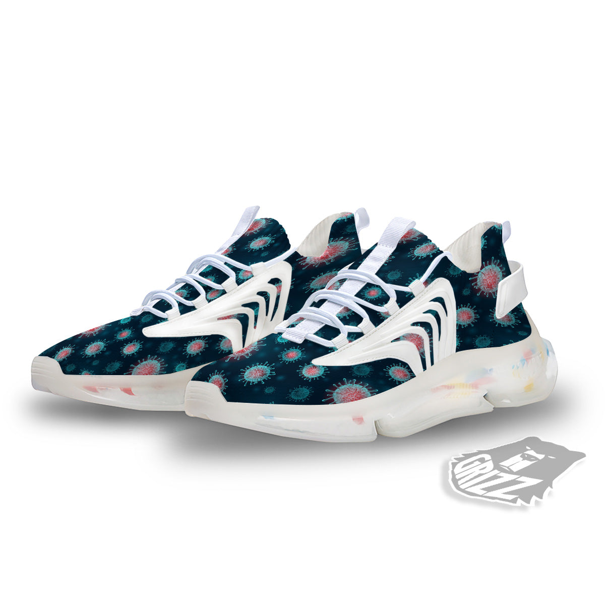 Infection Virus Print Pattern White Gym Shoes-grizzshop