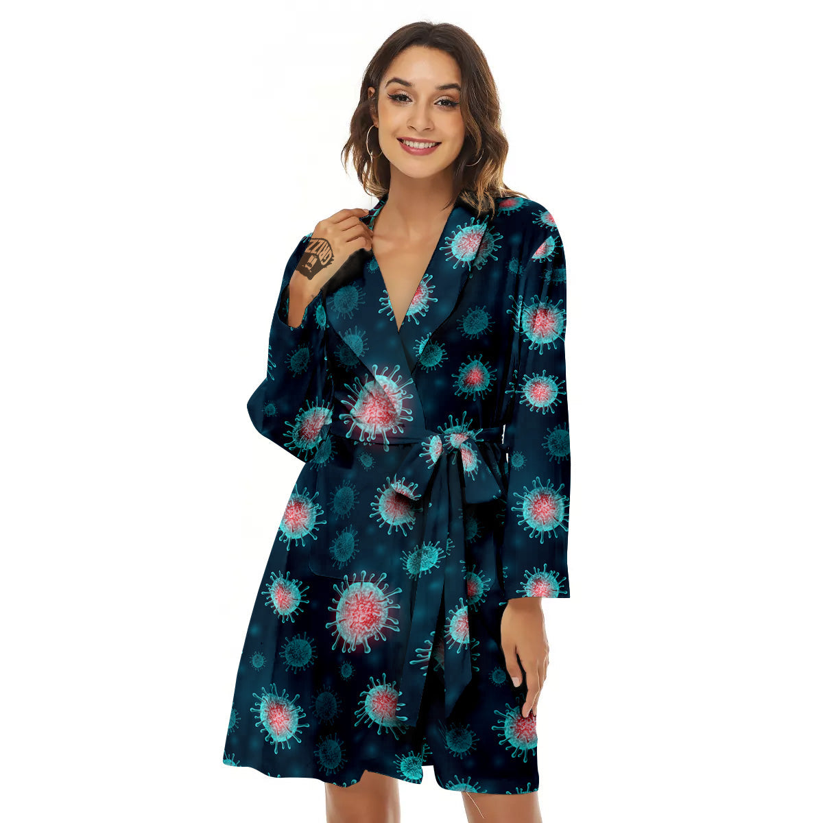 Infection Virus Print Pattern Women's Robe-grizzshop