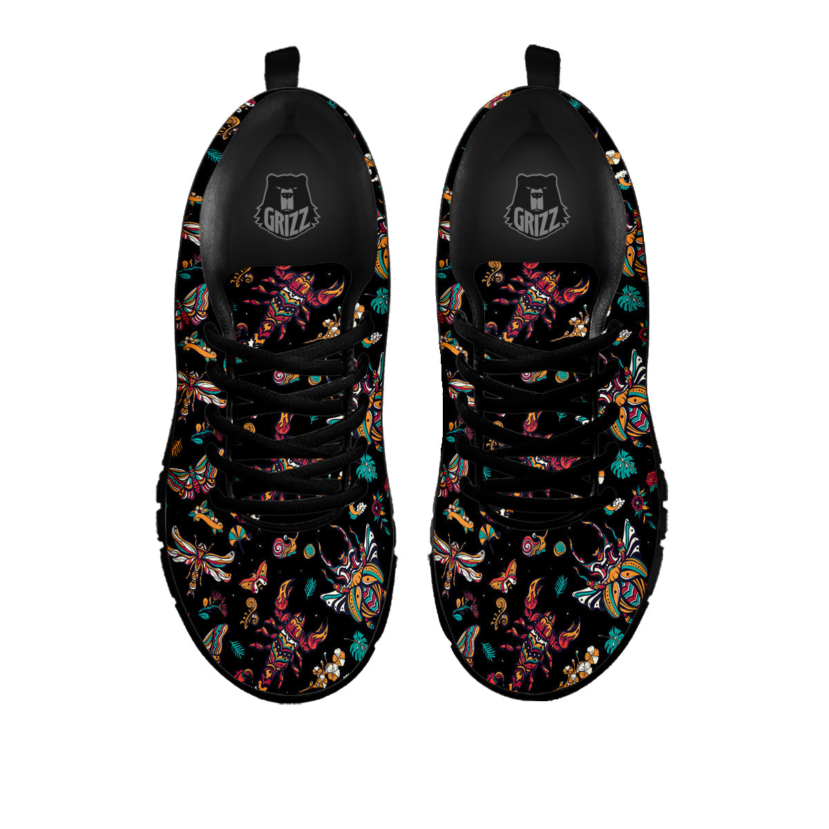 Insect Old School Tattoo Print Pattern Black Sneaker-grizzshop