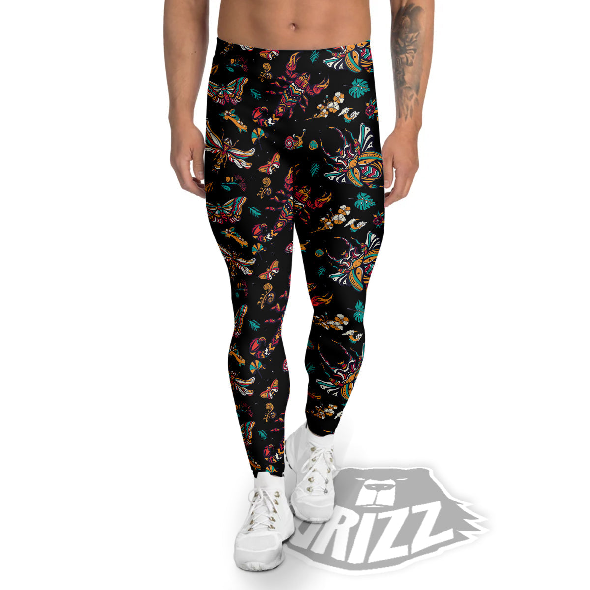 Insect Old School Tattoo Print Pattern Men's Leggings-grizzshop