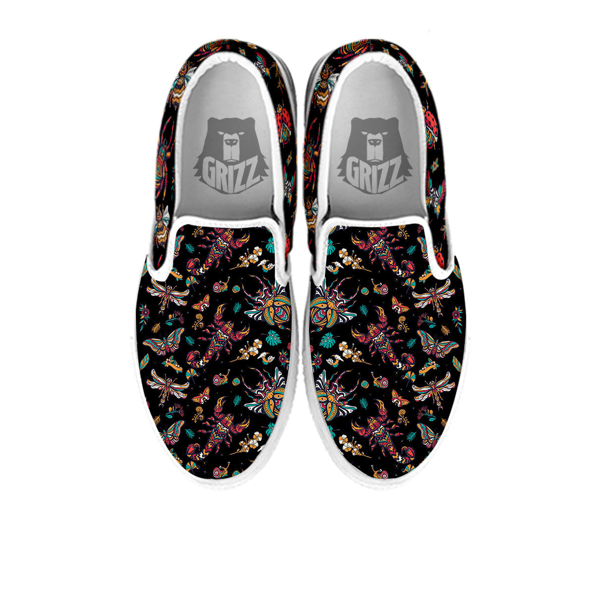 Insect Old School Tattoo Print Pattern White Slip On Shoes-grizzshop