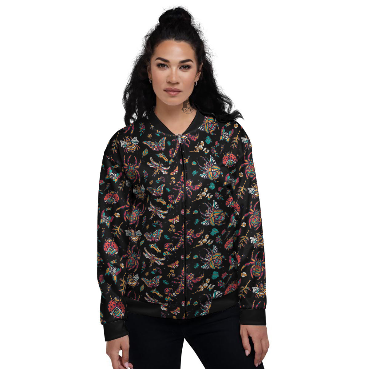 Insect Old School Tattoo Print Pattern Women's Bomber Jacket-grizzshop