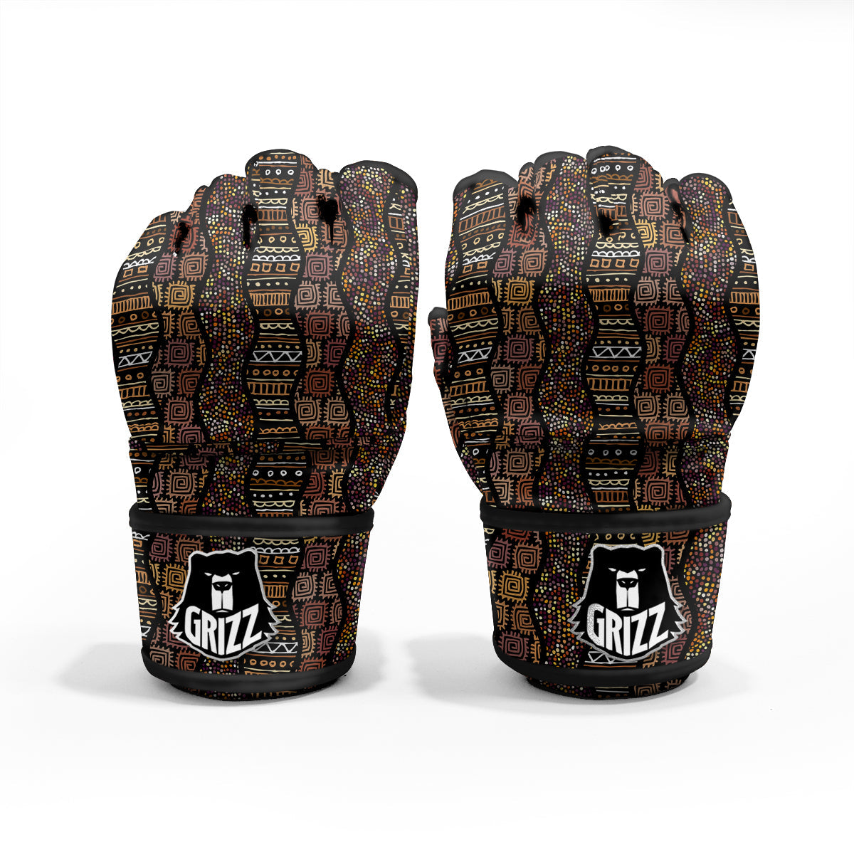 Inspired African Afro Print Pattern MMA Gloves-grizzshop